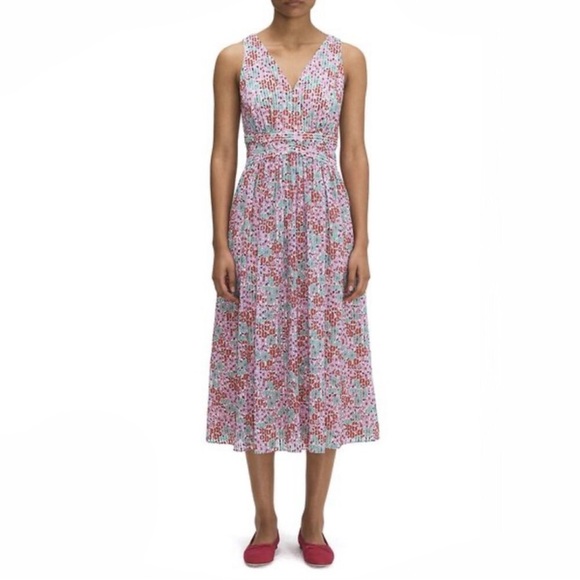 Kate Spade Sleeveless V-Neck Floral Medley Burnout Fit & Flare Midi Dress Sz 10 - Picture 4 of 15